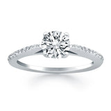 14k White Gold Micro Prong Diamond Cathedral Engagement RingMonde Trend