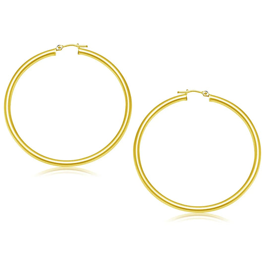 14k Yellow Gold Polished Hoop Earrings (3x50mm) RCJ