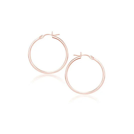 14k Rose Gold Polished Hoop Earrings (2x25mm)Monde Trend