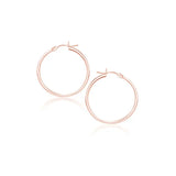 14k Rose Gold Polished Hoop Earrings (2x25mm)Monde Trend