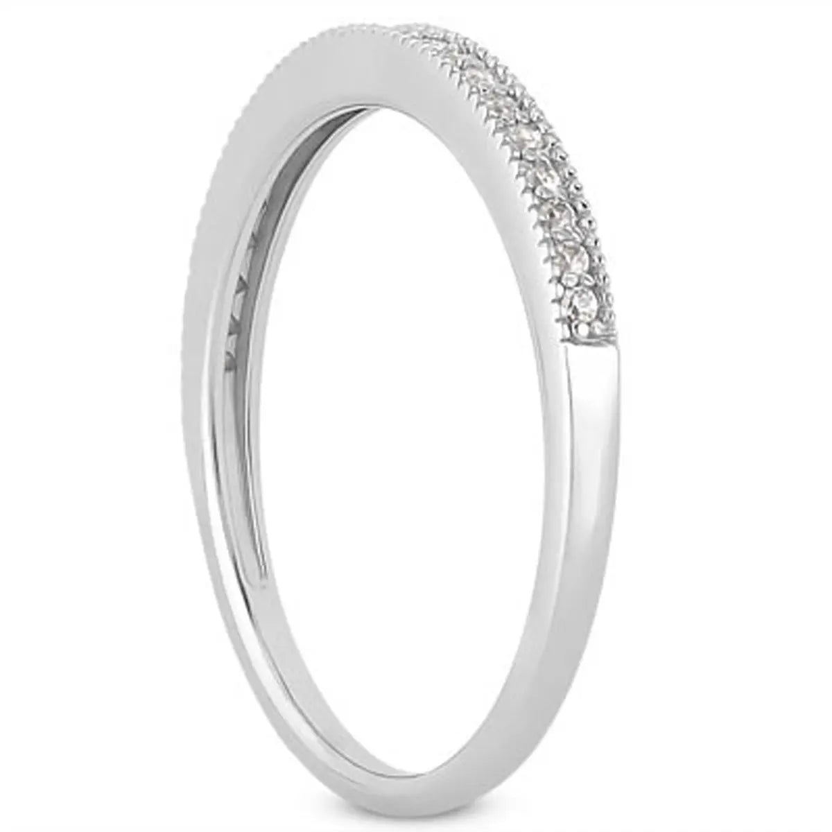 14k White Gold Diamond Micro Pave Diamond Milgrain Wedding Ring BandMonde Trend