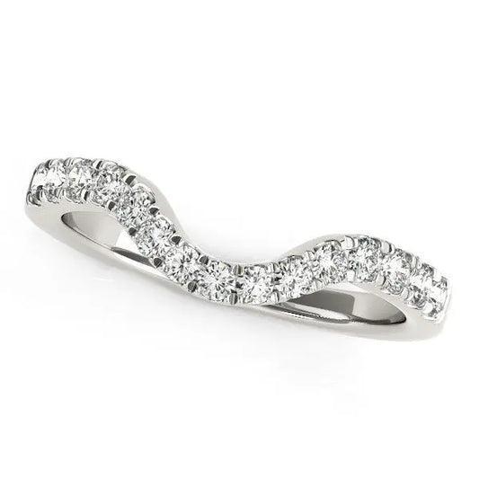 14k White Gold Curved Style Wedding Ring with Diamonds (1/3 cttw)Monde Trend