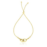 14k Yellow Gold Entwined Rings Adjustable Lariat Style Bracelet RCJ