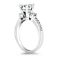 14k White Gold Three Stone Engagement Ring with Diamond Band RCJ