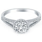 14k White Gold Diamond Halo Split Shank Engagement RingMonde Trend