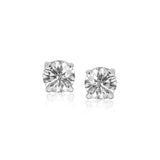 Sterling Silver Stud Earrings with White Hue Faceted Cubic Zirconia(6mm) RCJ