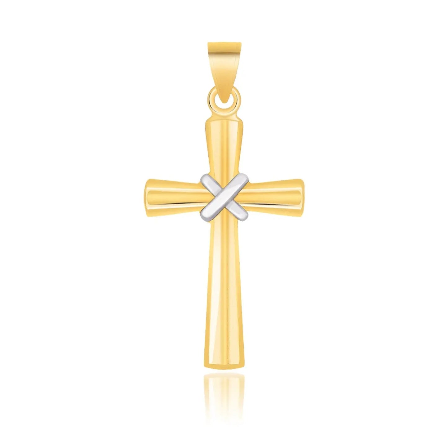 14k Two-Tone Gold Cross Pendant with a Center X DesignMonde Trend