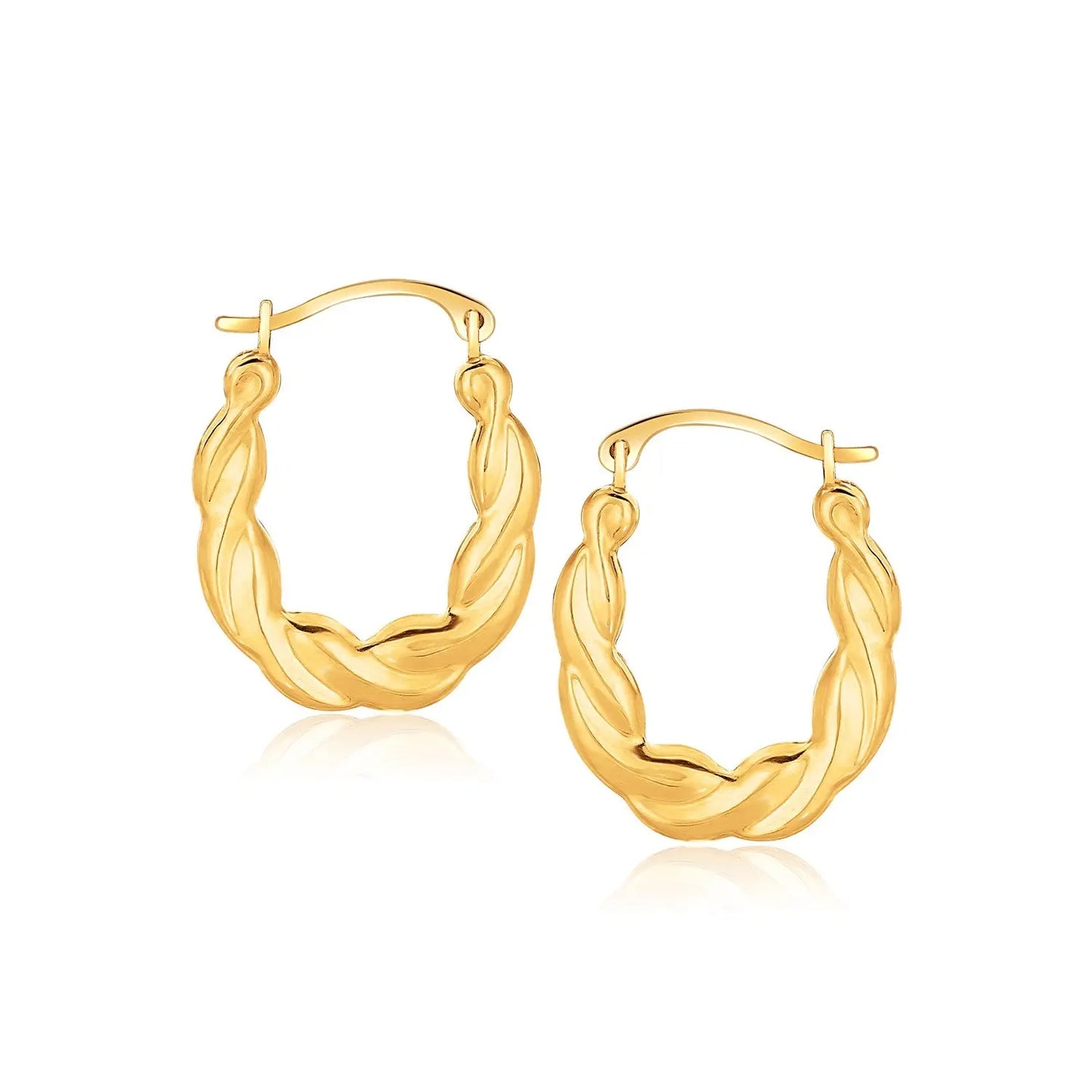 10k Yellow Gold Oval Twist Hoop EarringsMonde Trend