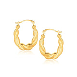 10k Yellow Gold Oval Twist Hoop EarringsMonde Trend