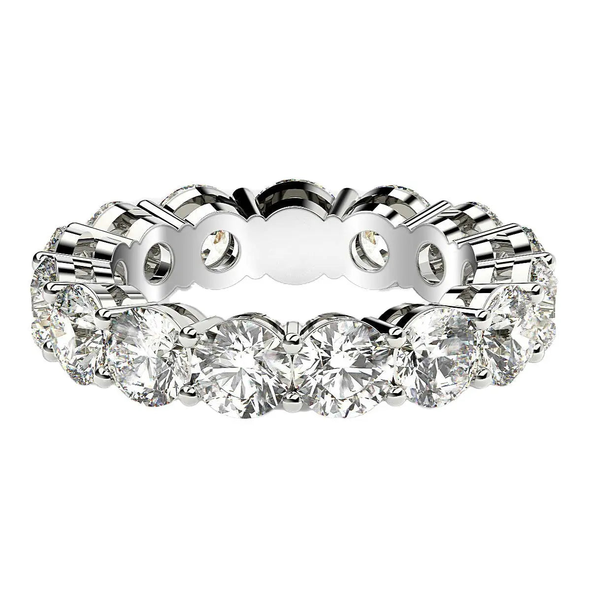 Round Cut Lab Grown Diamond Eternity Ring in 14k White Gold (5 cttw FG/VS2) RCJ