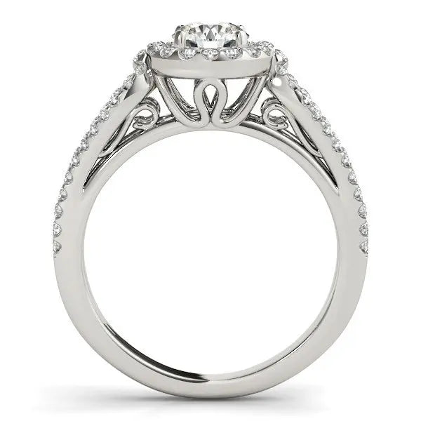 14k White Gold Diamond Engagement Ring with Teardrop Split Shank (7/8 cttw)Monde Trend