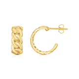 14k Yellow Gold Chunky Curb Chain Hoop Earrings RCJ