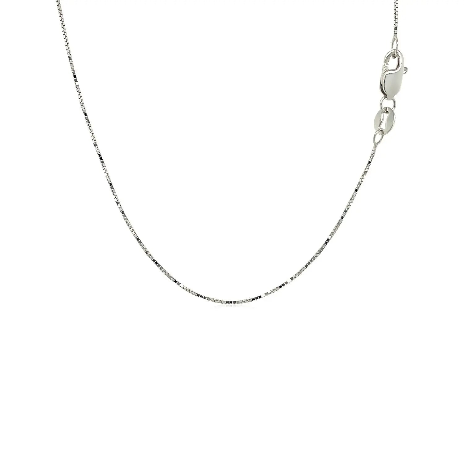 18k White Gold Box Chain 0.6mm (0.60 mm) RCJ