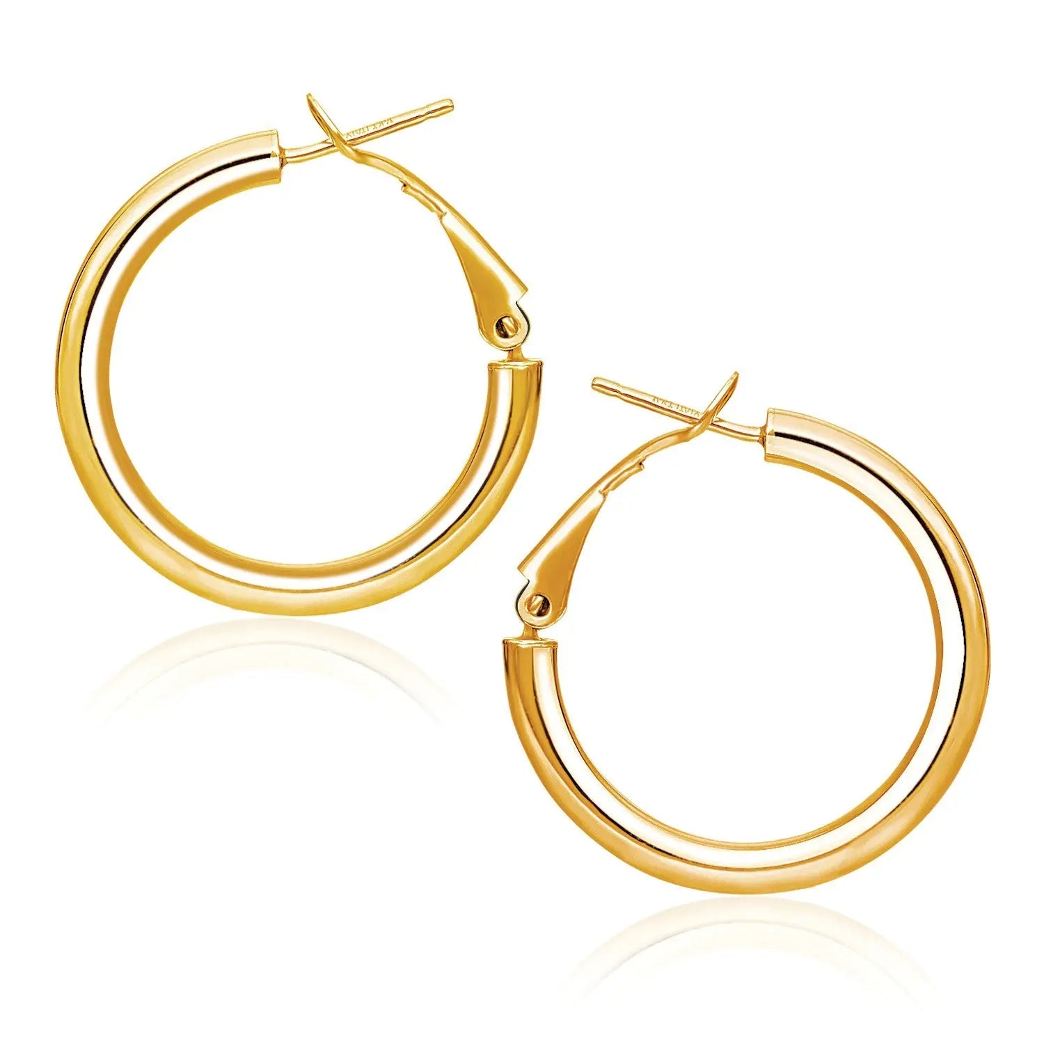 14k Yellow Gold High Polish  Hoop Earrings(2x20mm) RCJ