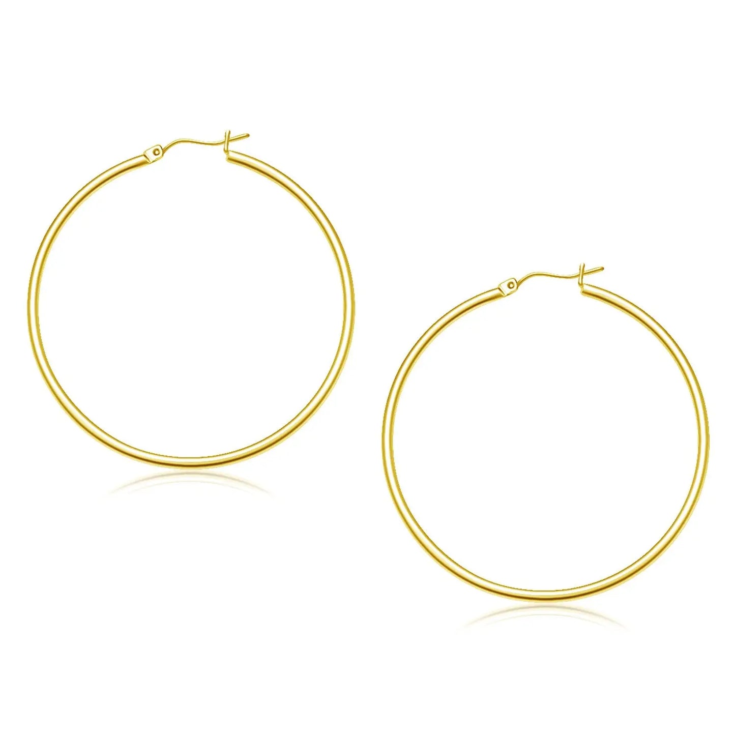 14k Yellow Gold Polished Hoop Earrings (2x45mm) RCJ