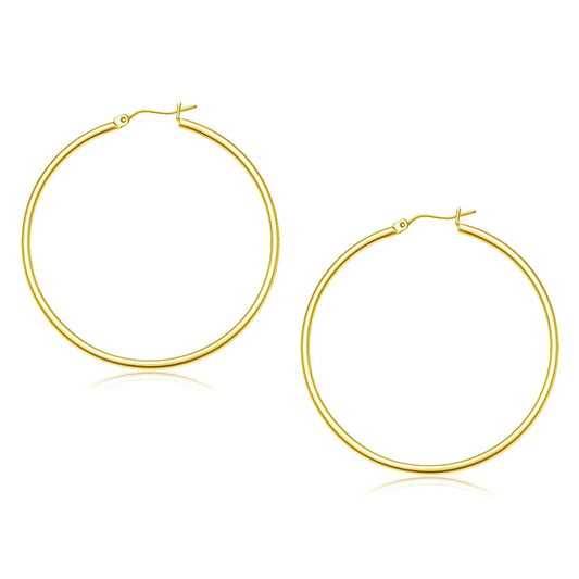 14k Yellow Gold Polished Hoop Earrings (2x45mm) RCJ