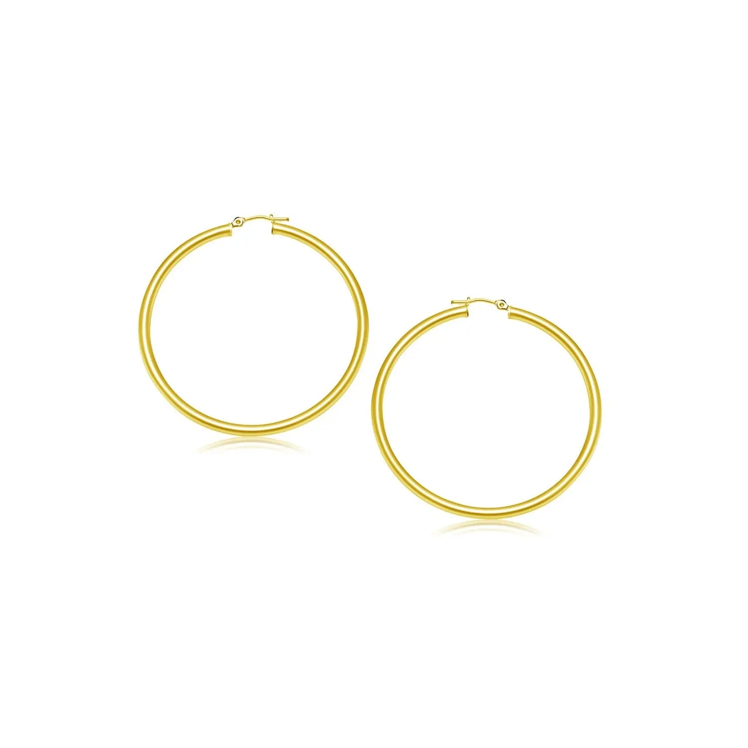 14k Yellow Gold Polished Hoop Earrings (3x20mm) RCJ