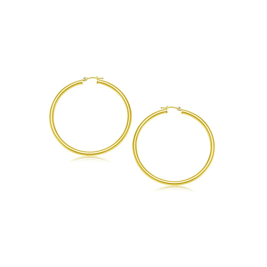 14k Yellow Gold Polished Hoop Earrings (3x20mm) RCJ