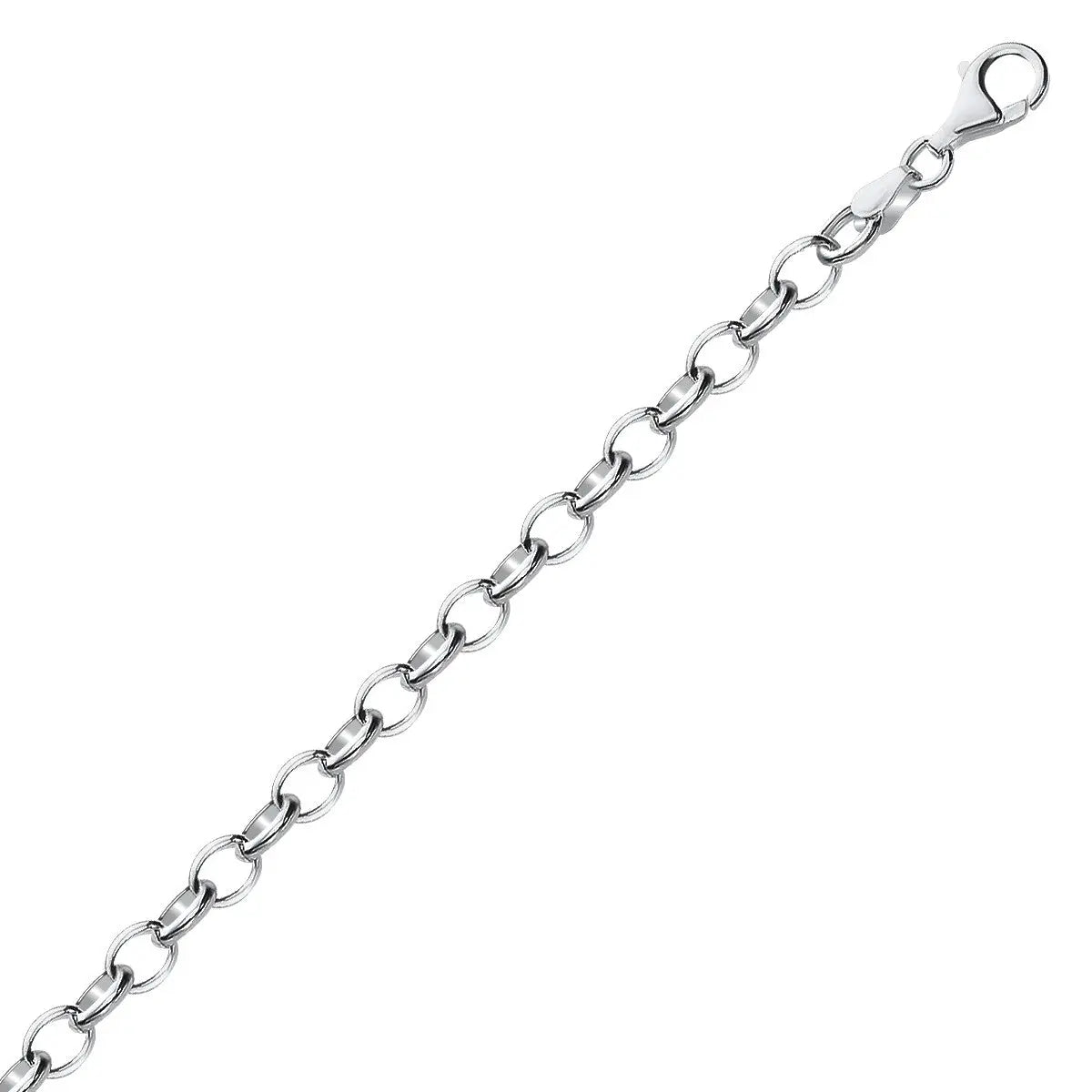 Sterling Silver Polished Charm Bracelet with Rhodium Plating (5.10 mm) RCJ