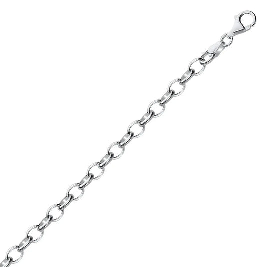 Sterling Silver Polished Charm Bracelet with Rhodium Plating (5.10 mm) RCJ