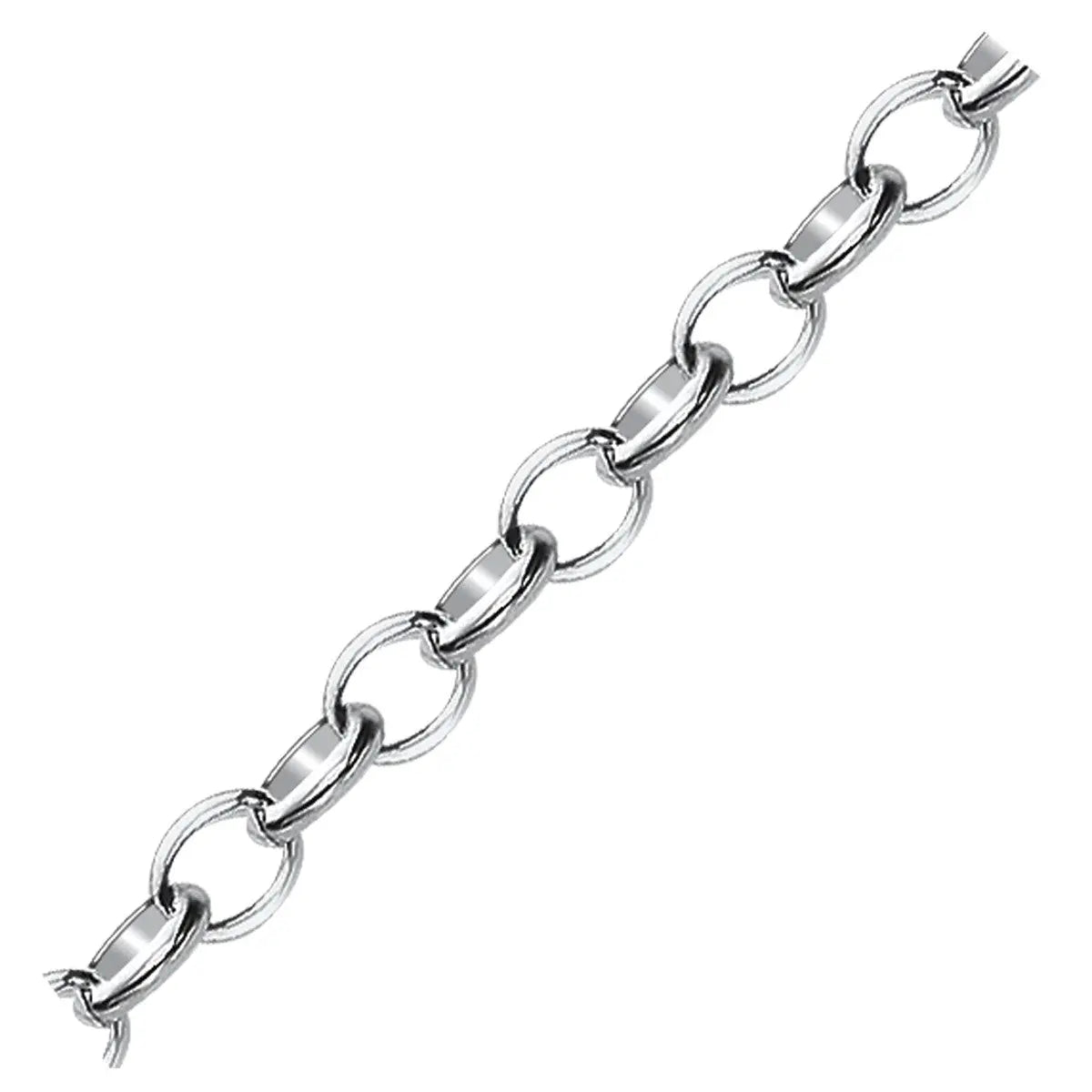 Sterling Silver Polished Charm Bracelet with Rhodium Plating (5.10 mm) RCJ