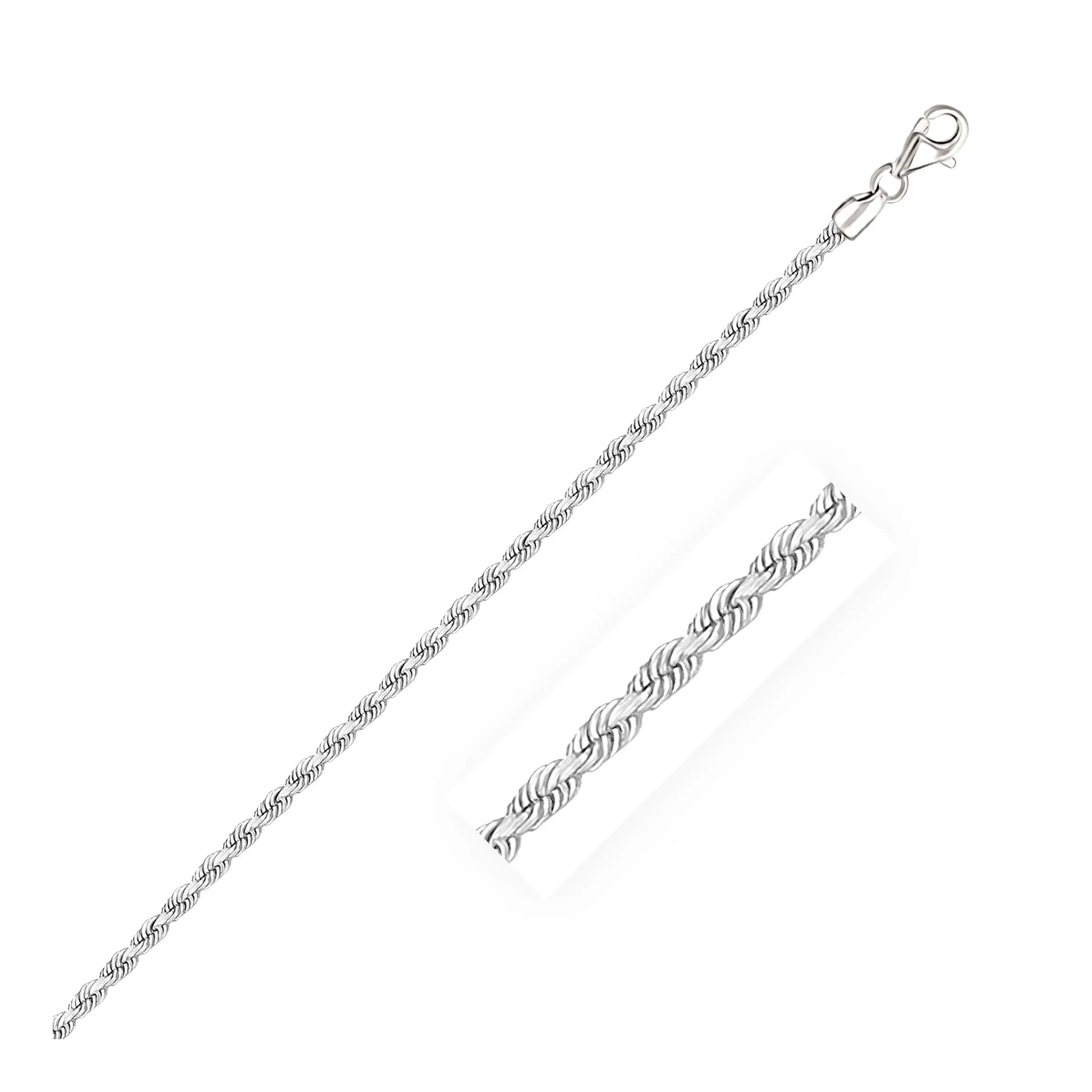 14k White Gold Solid Diamond Cut Rope Bracelet (2.50 mm) RCJ