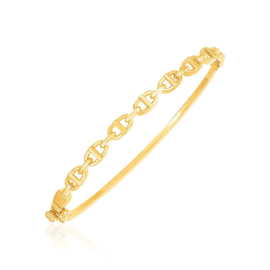 14k Yellow Gold High Polish Puffed Mariner Bangle (5.70 mm) RCJ