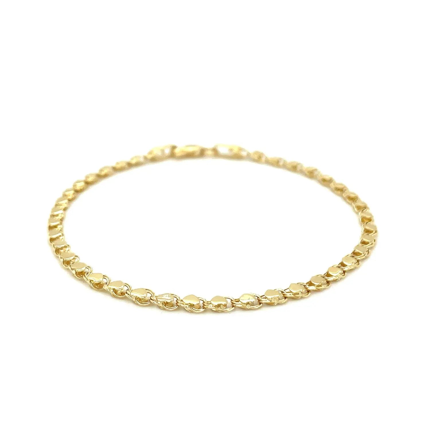 14k Yellow Gold Heart Bracelet (3.00 mm) RCJ