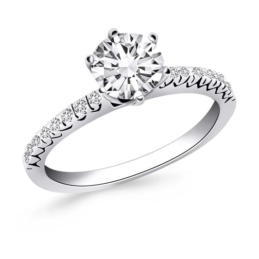 14k White Gold Engagement Ring with Fishtail Diamond AccentsMonde Trend