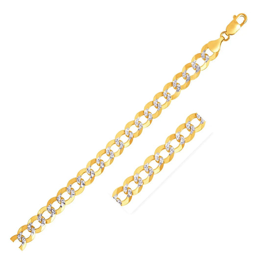 14k Two Tone Gold Pave Curb Bracelet (7.00 mm)Monde Trend