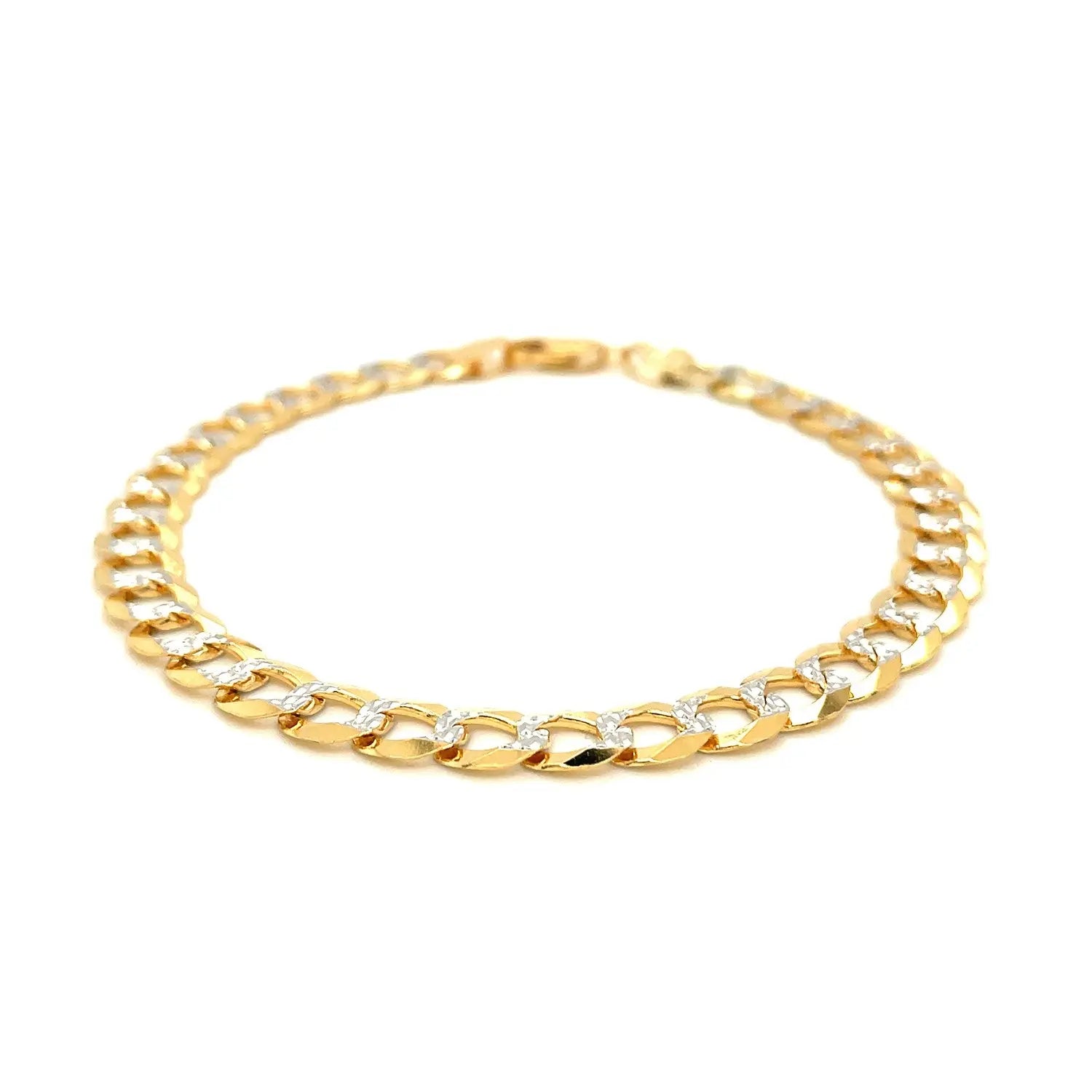 14k Two Tone Gold Pave Curb Bracelet (7.00 mm)Monde Trend