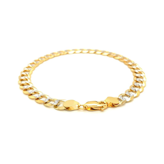 14k Two Tone Gold Pave Curb Bracelet (7.00 mm)Monde Trend