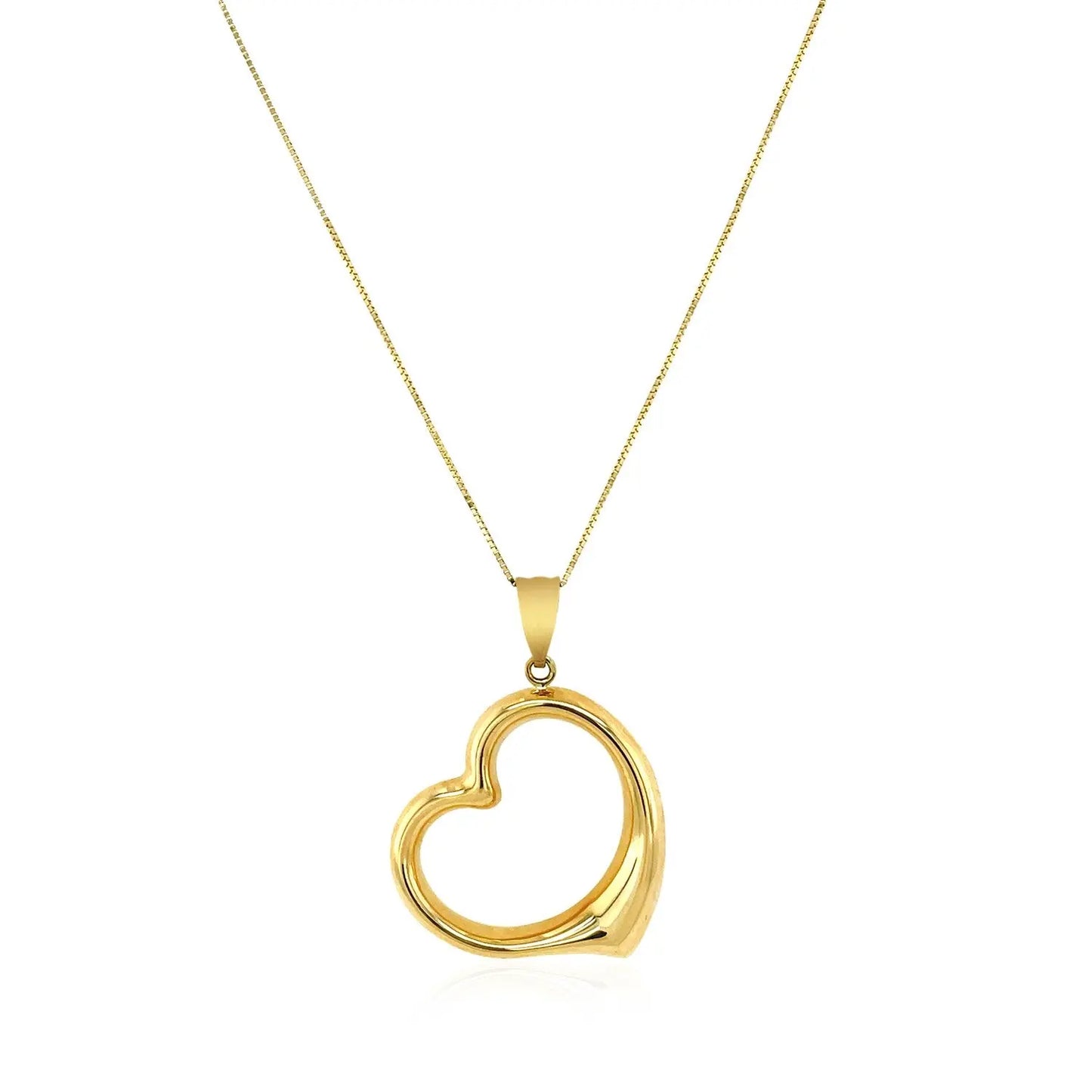 14k Yellow Gold Floating Heart Drop Pendant RCJ