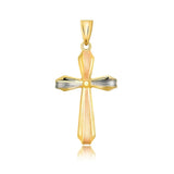 14k Tri Color Gold Cross Motif Pendant with Textured FinishMonde Trend