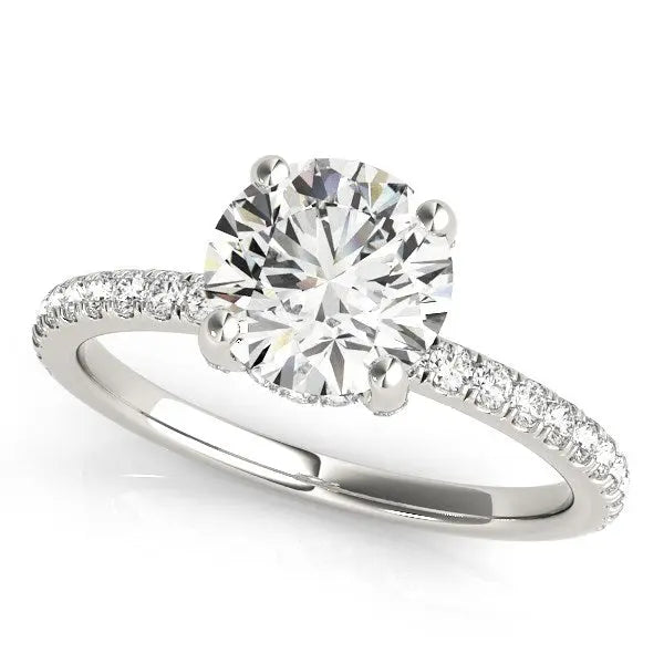 14k White Gold Diamond Engagement Ring with Scalloped Row Band (2 1/4 cttw)Monde Trend