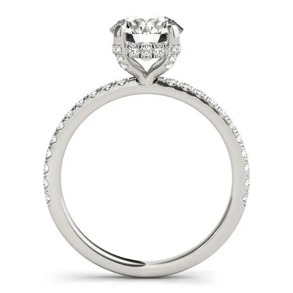 14k White Gold Diamond Engagement Ring with Scalloped Row Band (2 1/4 cttw)Monde Trend