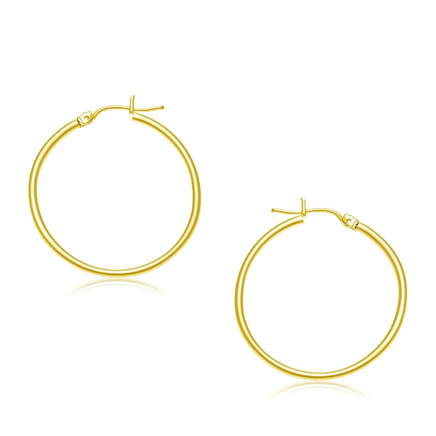 14k Yellow Gold Polished Hoop Earrings (2x30mm) RCJ