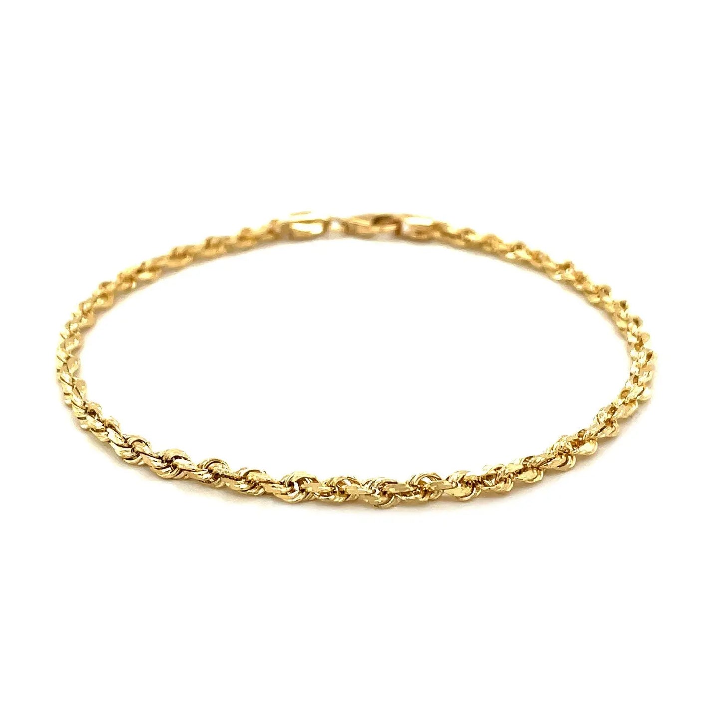 14k Yellow Gold Solid Diamond Cut Rope Bracelet (3.00 mm) RCJ