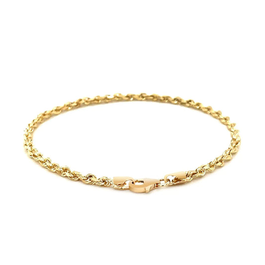 14k Yellow Gold Solid Diamond Cut Rope Bracelet (3.00 mm) RCJ