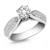 14k White Gold Cathedral Double Row Pave Diamond Engagement RingMonde Trend