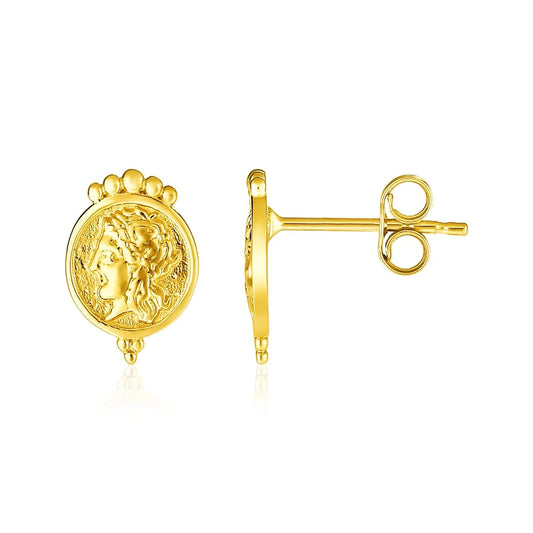 14k Yellow Gold Roman Coin Earrings RCJ