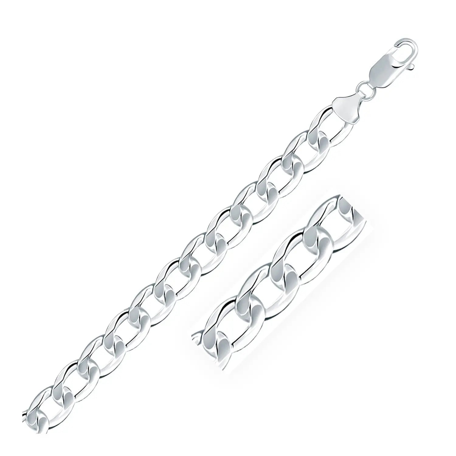 Rhodium Plated Sterling Silver Curb Style Chain (8.40 mm) RCJ