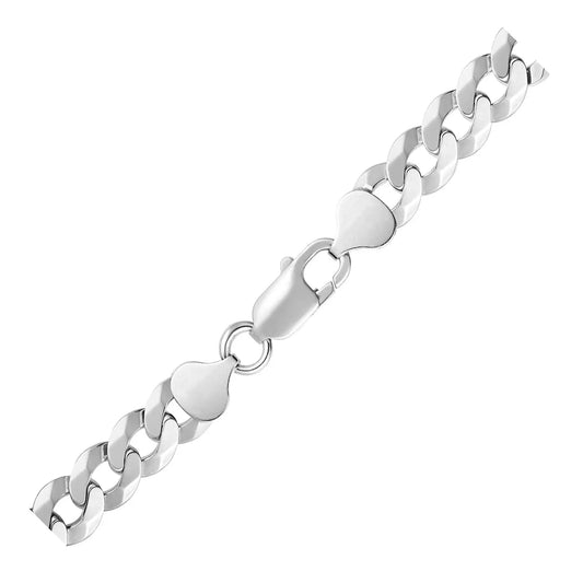 Rhodium Plated Sterling Silver Curb Style Chain (8.40 mm) RCJ