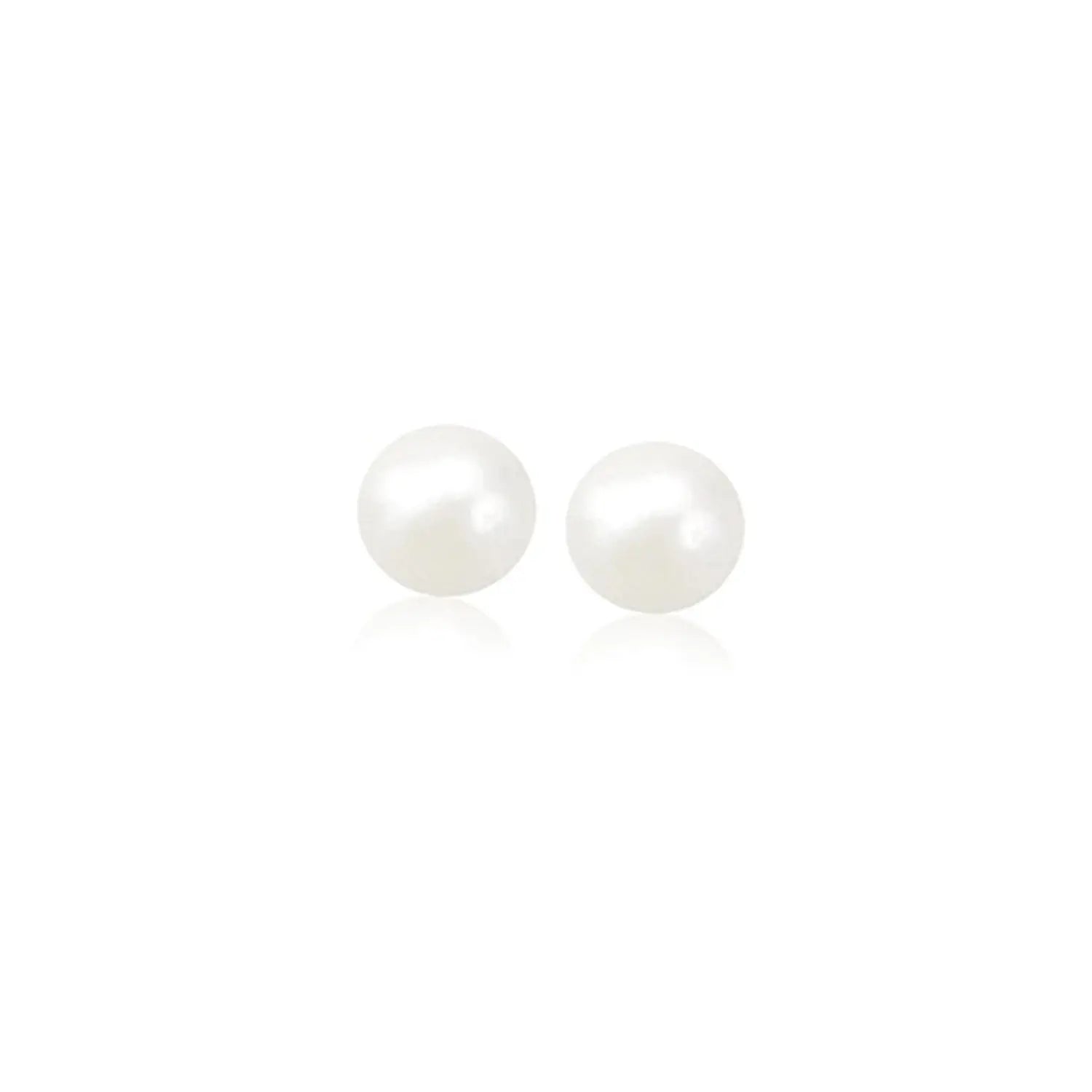 14k Yellow Gold Freshwater Cultured White Pearl Stud Earrings (5mm) RCJ