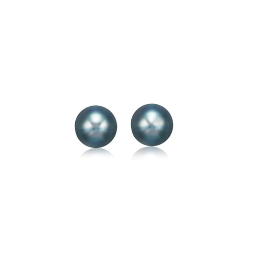 14k Yellow Gold Cultured Black Pearl Stud Earrings (6mm) RCJ