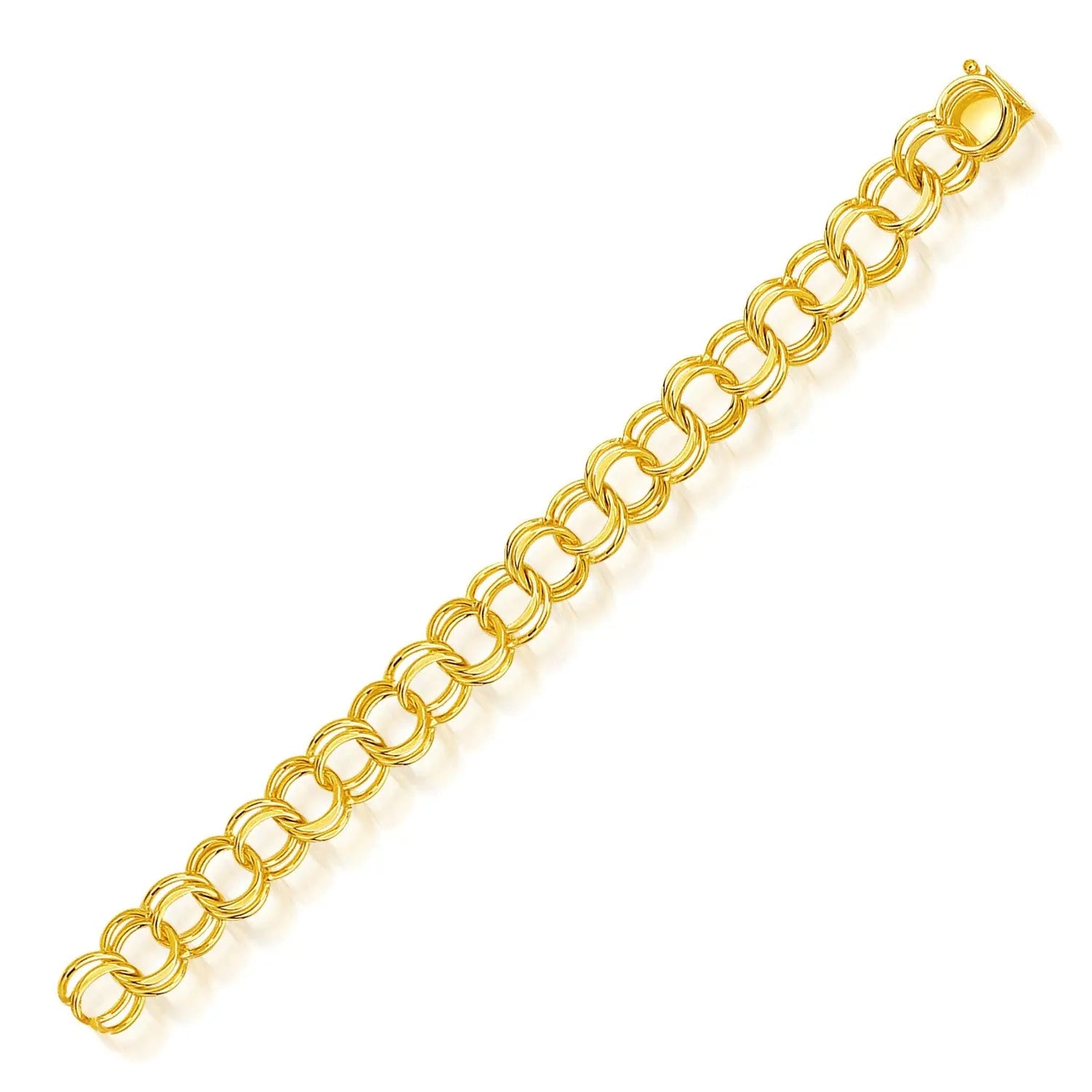 14k Yellow Gold Solid Double Link Charm Bracelet (10.00 mm) RCJ