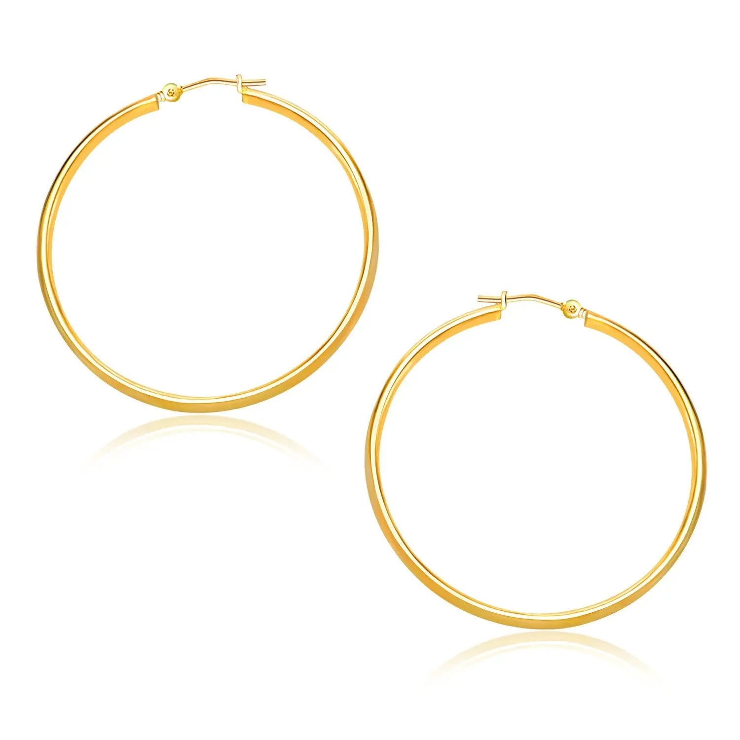 14k Yellow Gold Polished Hoop Earrings (1.5x30mm) RCJ