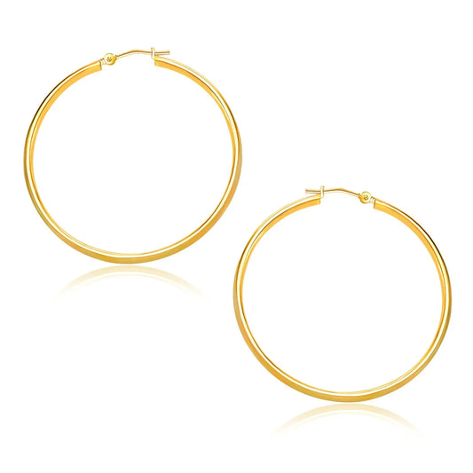 14k Yellow Gold Polished Hoop Earrings (1.5x30mm) RCJ