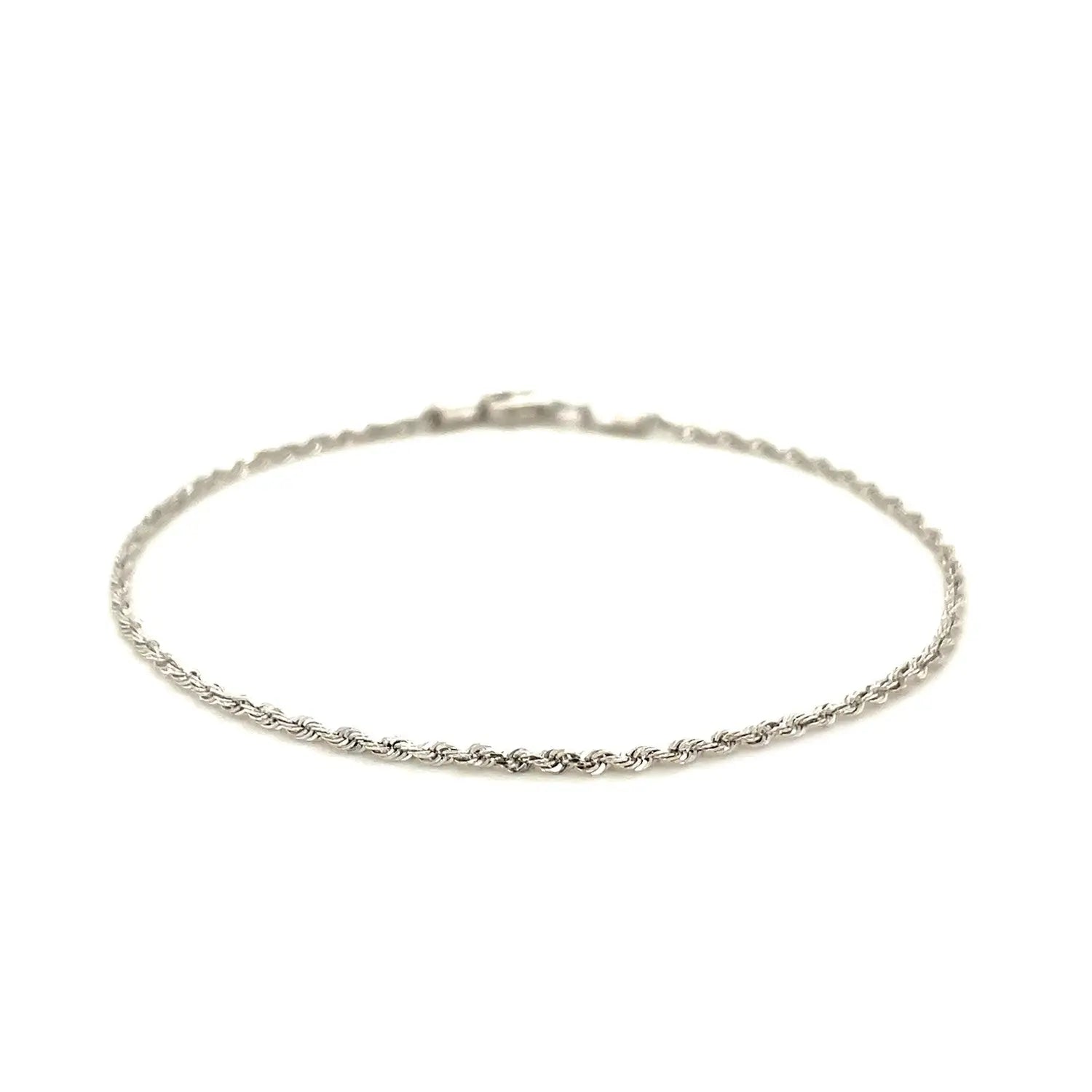 14k White Gold Solid Diamond Cut Rope Bracelet (1.60 mm) RCJ