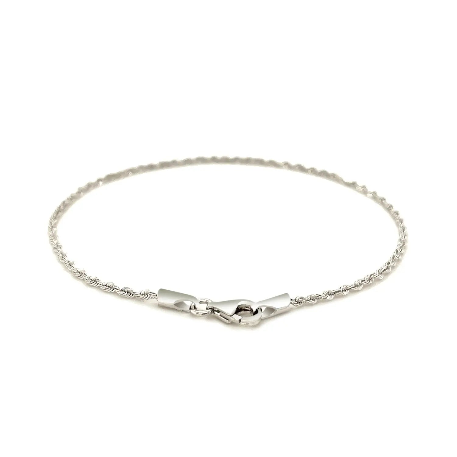 14k White Gold Solid Diamond Cut Rope Bracelet (1.60 mm) RCJ